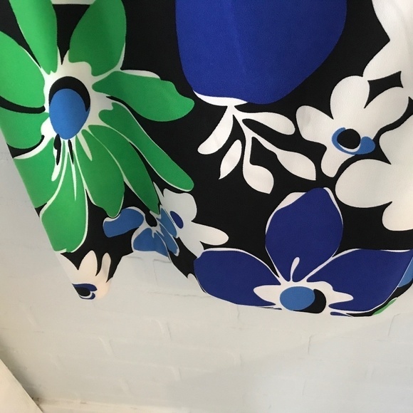 NWT London Times Mini Dress Black/Kelly Green/Blue Mod floral Retro Size 14 - Picture 5 of 11